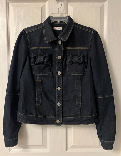 Giacca denim Valentino ROSSO vintage anni 2000 donna fiocchi blu scuro taglia 48 (L)