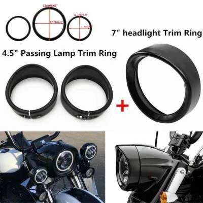 Faro de 7"" + 4,5" luz de paso ajuste lámpara decoración visera anillo cubierta para Harley Foto 1 de 4