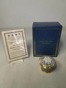 Halcyon Days 1994 caja del día de la madre + certificado de autenticidad + folleto de rosas escenas de campo - Imagen 1 de 9