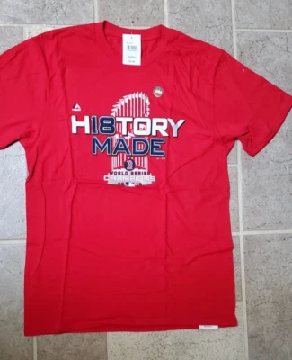 Boston Red Sox History Made World Series Champions Red T-Shirt Size MENS M 2018 - Image 1 of 4