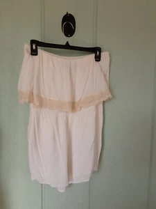 Forever 21 #515 Women's Romper Strapless Lined Size L Beige Preowned - Picture 1 of 12