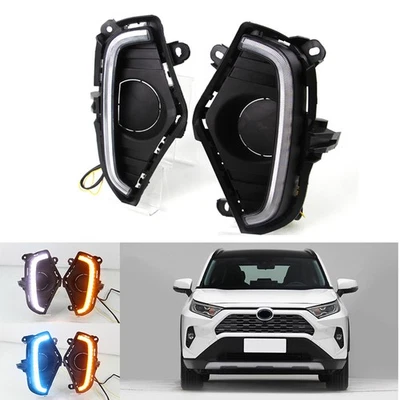 2x Daytime Running Lights LED DRL Fog Lamp w/Turn Signal For Toyota RAV4 2019-22 - Image 1 of 4