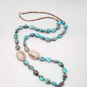 Collar de cuentas Heishi turquesa nativa americana Santo Domingo 32 en 52 g - Imagen 1 de 11