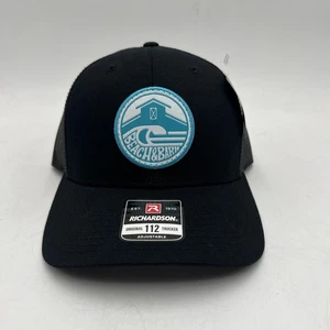Cappello Beach & Barn Uomo Nero Blu Camionista Maglia Patch Richardson 112 Berretto Snap Back - Foto 1 di 5