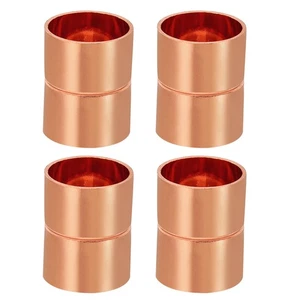 20mm ID Straight Copper Coupling Fittings, 4 Pcs Welding Joint for HVAC - Imagen 1 de 5