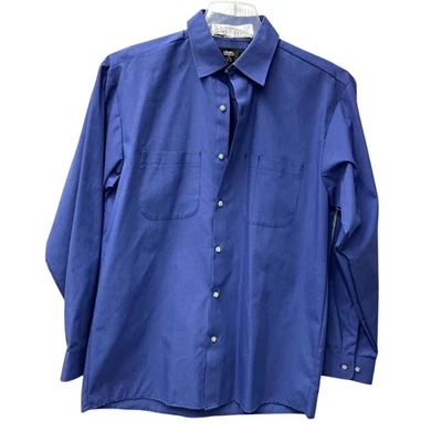 Cintas 273-27 Mens Sz M LN Blue Long Sleeve Button Up Work Shirt - FEELS NEW - Image 1 of 4