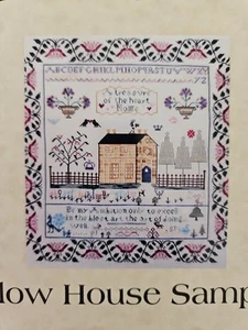 Praiseworthy Stitches YELLOW HOUSE SAMPLER Counted Cross Stitch Pattern - Picture 1 of 5