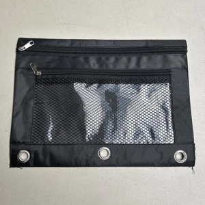 Black Zippered Money Pouch Bank Bag Pencil Marker Bags 3 Ring Binder - Picture 1 of 4
