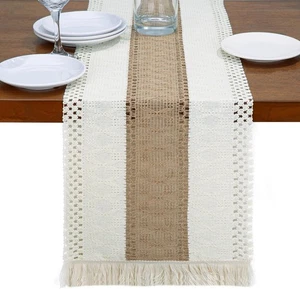 YATOJUZI Boho Table Runner for Home Decor 48 Inches Long 12x48, Brown - Picture 1 of 6