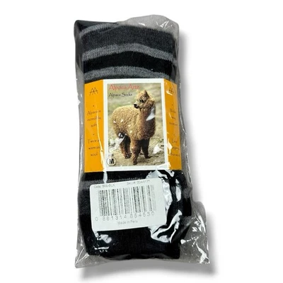 Nuevos Calcetines Arte Alpaca Talla M Peso Medio Suave Cálido Negro Gris 5-9 Talla de Zapato Foto 1 de 4