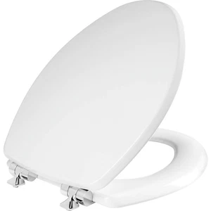 Mayfair Bennett Toilet Seat with Chrome Hinges, Slow Close Wood Seat, Secure - Picture 1 of 8