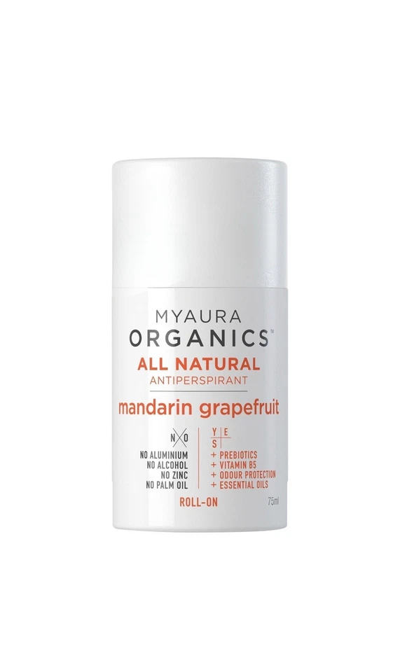 2 x or 4 x Myaura Antiperspirant Roll On All Natural Mandarin Grapefruit 75ml - image 1 of 1