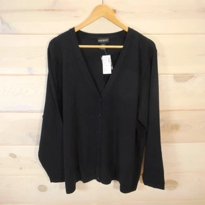 Nuevo con etiquetas Cárdigan Suéter Lane Bryant Para Mujer Talla 18/20 Negro Cuello en V Abotonado Foto 1 de 4