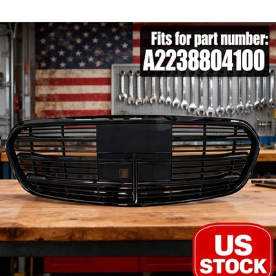 US- Glossy Black Front Grille Fits For 2021 22-2025 Mercedes-Benz W223 S500 S580 Foto 1 de 4