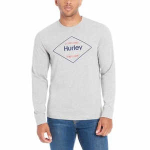 Hurley Uomo T Shirt 3XL Grigio Manica Lunga Diamond Graphic Surf Skater Girocollo - Foto 1 di 4