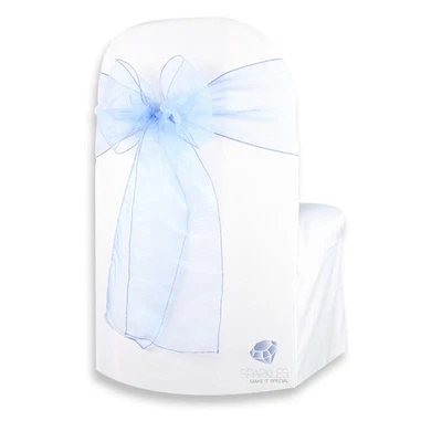 150 piezas Funda Silla Organza Marco Lazo 108"x8" - Azul Claro - Boda Fiesta lo Foto 1 de 4