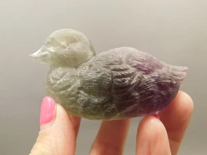 Duck Figurine 2.85 inch Animal Carving Purple Fluorite Crystal #O224 - Picture 1 of 9