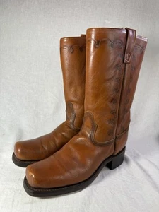 ACME MADE IN USA SQUARE TOE WESTERN COWBOY LEATHER BOOTS TRAIL BOSS MENS 9.5 RR - Picture 1 of 19
