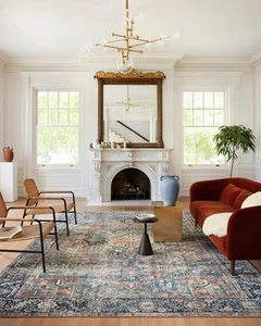 Loloi Margot Collection 8'-6" x 11'-6" Area Rug in Terracotta/Lagoon - Thick ... - Picture 1 of 9