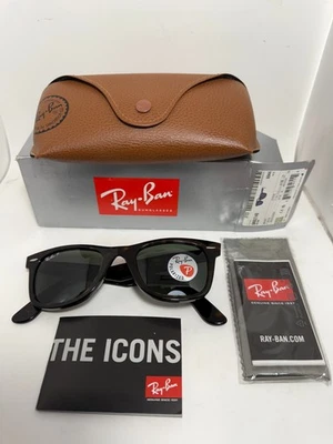 Ray-Ban RB2140 Wayfarer Tortoise Frame Green Polarized Lens 50-22-150 - Image 1 of 4