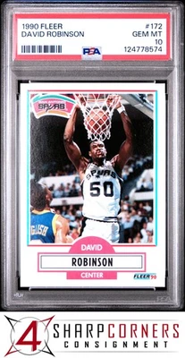 1990 FLEER #172 DAVID ROBINSON SPURS HOF PSA 10 - Image 1 of 2