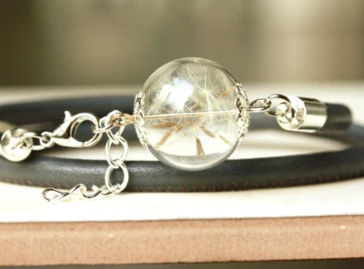 Pusteblume Armband Leder Wickelarmband Wunscherfüller Geschenkidee Frau Freundin - Bild 1 von 4