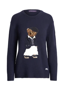 Ralph Lauren Purple Label Navy Cashmere Deauville Polo Bear Sweater New $1490 - Picture 1 of 5