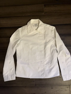TSE 100% Algodón Puro Chaqueta Coche Abrigo Recortado Talla 2 Pequeño Blanco Originalmente $570 Foto 1 de 4
