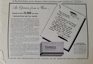 1937 Tampax Tampons eine Meinung eines Nutzers Vintage Anzeige - Bild 1 von 1