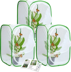 3-Pack Insect and Butterfly Habitat Cage Terrarium Pop-Up Butterfly Enclosure (3 - Picture 1 of 12