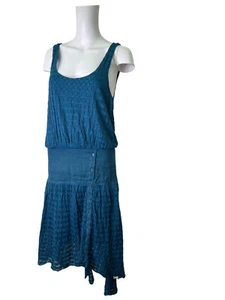 NEW ROMANTICS Blouson Dress Size Small Teal Blue Casual Button Womens EU38 - Picture 1 of 9