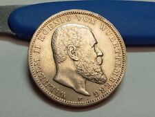 1910 F Wurttemberg German Silver 3 Mark Coin