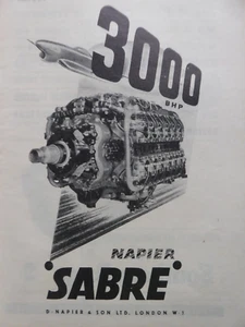 7/1946 PUB NAPIER & SON SABRE 3000 BHP ENGINE MOTEUR AVIATION ORIGINAL AD - Foto 1 di 2