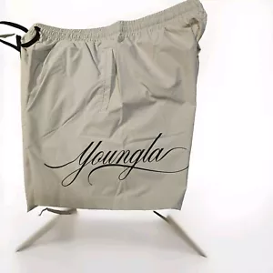 YoungLA Men's Signature Rib Stop Athletic Drawstring Shorts Logo Leg SZ XXL - Picture 1 of 12