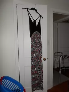 Felicity & Coco Womens Sun Dress Sz L Sleeveless halter V-Neck Stretch Maxi size - Picture 1 of 7