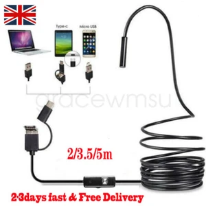 Fotocamera ispezione serpente endoscopio HD USB tipo c 3 in 1 per MAC Android UK - Foto 1 di 14