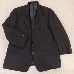 Hart Schaffner Marx Jacket Blue Striped Wool Twill Blazer Union Made in USA 48R - Picture 1 of 17