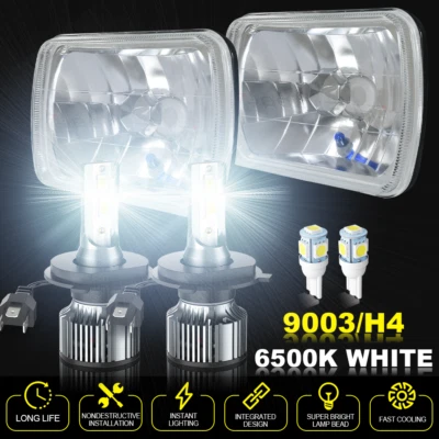 7x6" 5x7 LED Headlight DRL Hi-Lo For Pontiac Fiero 1984-1988 Firebird 1982-1990 - Image 1 of 4