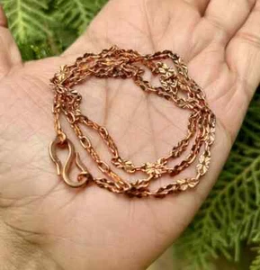 22 inch Pure Copper Floral Cable Chain Necklace Healing Copper Jewelry Spiritual - Picture 1 of 6