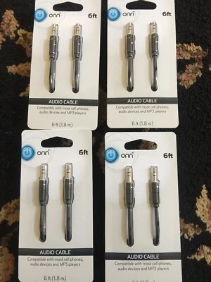 Set of 16 Onn AUDIO CABLE cell phones, and MP3 players 6ft black free shipping - Image 1 of 2