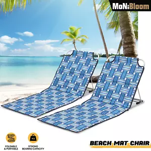 Folding Portable Beach Lounge Mat Chair for Camping Hiking w/Adjustable Backrest - Picture 1 of 10