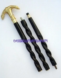 Anchor Handle Brass Vintage Style Walking Stick Cane Solid Designer Spiral Wood - Picture 1 of 6