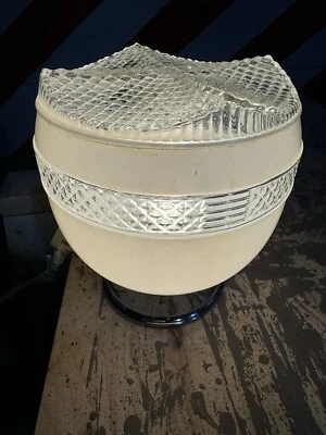 Vintage 1950s Art Deco Ceiling Light Fixture Original Working White Lamp Farm - Image 1 of 4