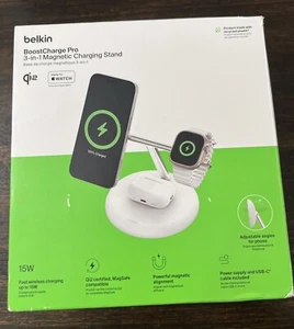 Belkin Boost Charge Pro 3-in-1 Wireless Charging Stand White WIZ023 OPEN NEW! - Picture 1 of 8