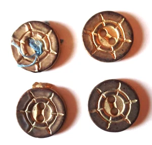 4 antike goldene runde Knöpfe Vintage (u1) - Bild 1 von 5