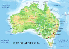 Map of Australia from A5 to A0 Size, Poster Education Aid.