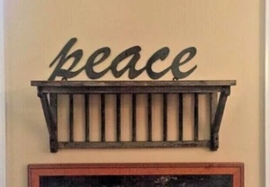 Peace - Script Wall Sign Art - Black Powder Coated - 22" Long x 8" Tall - Picture 1 of 3