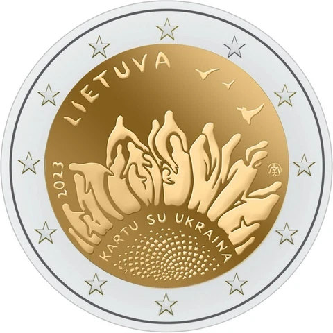 2 Euro Lithuania 2023 * Together with Ukraine * Slava Ukraini * UNC Cover