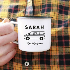 Personalisierte T5 Wohnmobil Tasse Dose Metall Emaille Kaffee Tee Tasse beliebiger Name Spruch - Bild 1 von 12