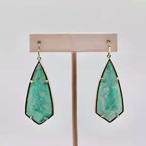 Kendra Scott Alex Teal Amazonite Gold Plated Statement Earrings - Picture 1 of 2